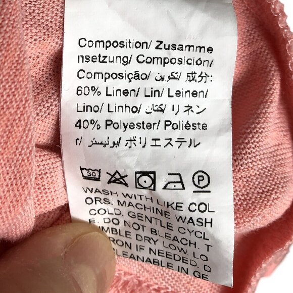 PEROUT Tank Top Linen-Blend Button-Front Pink 60% Linen Summer Coastal Large - Picture 7 of 12